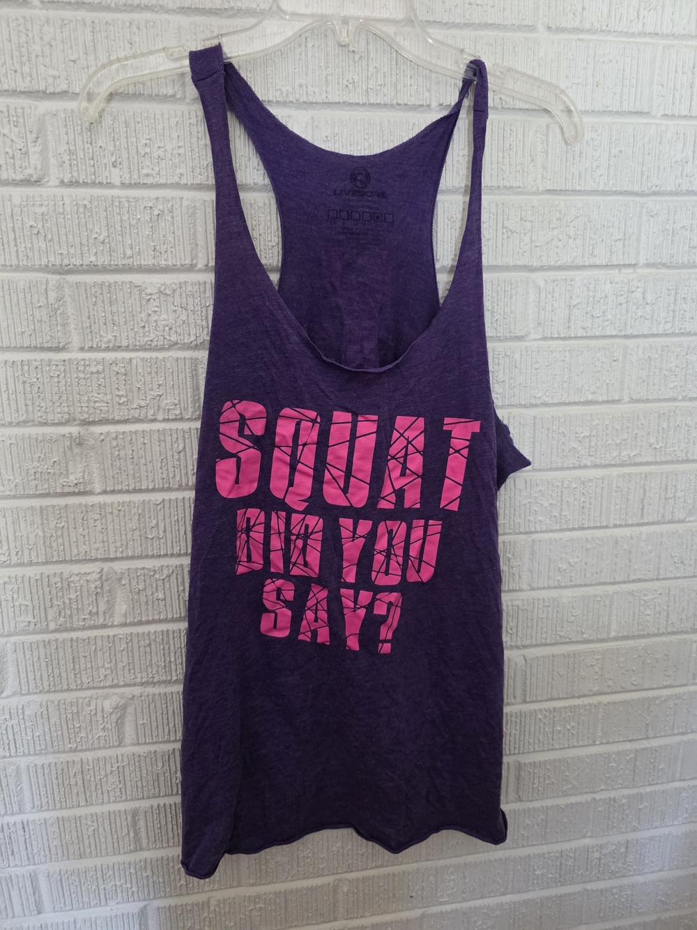 Purple Racerback Tank Top with Hot Pink 'SQUAT DID YOU SAY?' Graphic